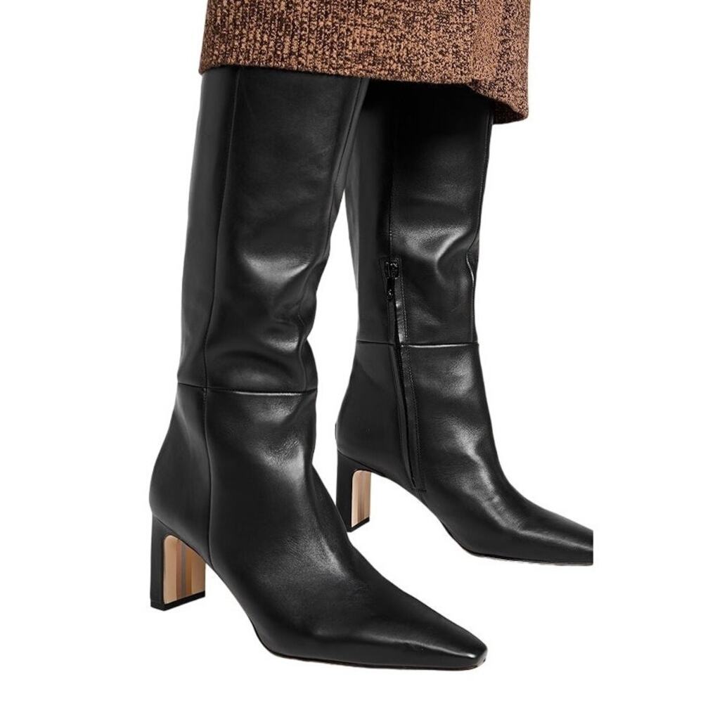 Sam Edelman 9.5 Black Sylvia Leather HeeledKneeHigh BootsPointedToe-ATHLETIC FIT